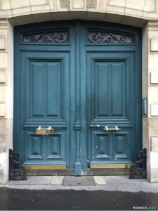 Blue door in Paris, France